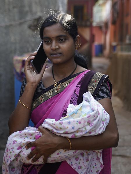 Women with Baby on the Phone